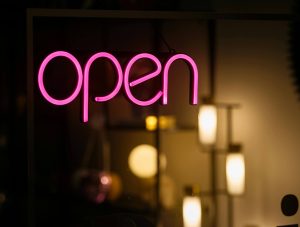 neon open sign representing a digital shop front in web design and build