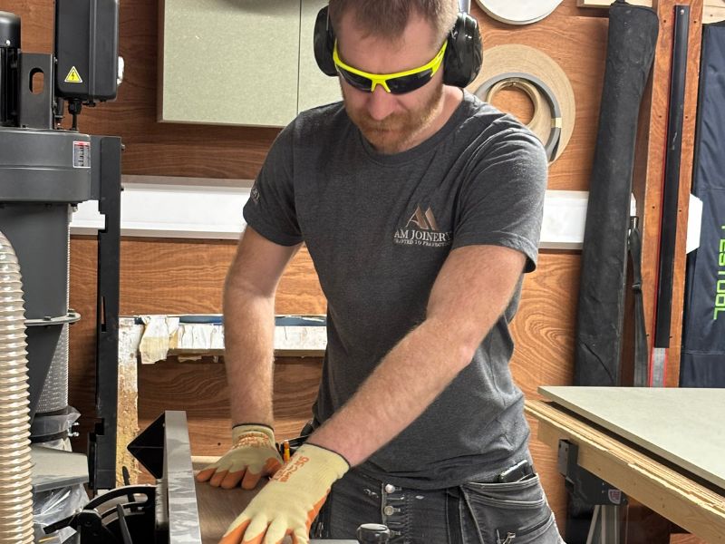 Alex Meadows from AM Joinery working on bespoke joinery project