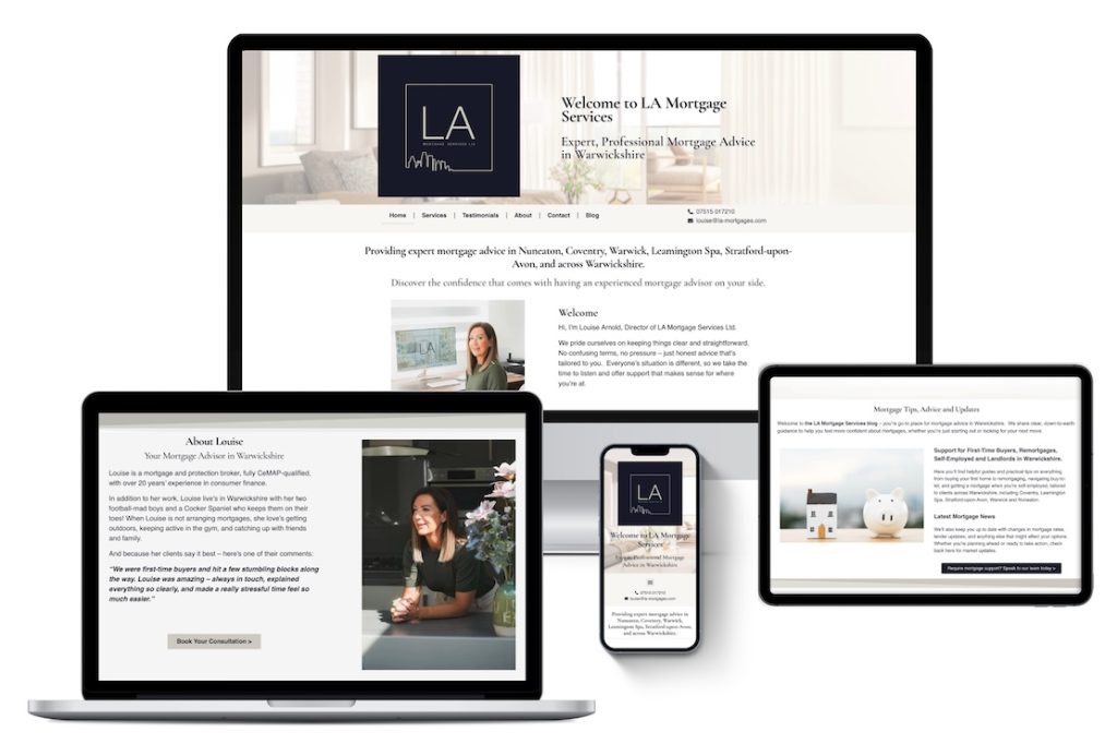 LA Mortgages website page display supporting marketing strategy
