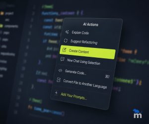 Computer showing prompt for AI content generation