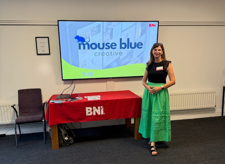BNI website gallery - Sarah Jane founder of Mouse Blue Creative presenting in Leamington Spa, Warwickshire